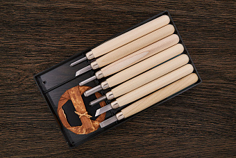 Набор для резьбы по дереву в кейсе, 7 резцов светлый