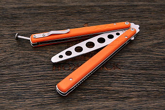 Тренировочный балисонг Böker Balisong trainer, сталь 420, рукоять G10 оранжевый