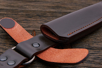 Ножны с фиксирующим хлястиком, для ножей с клинком до 125×23мм, коричневые