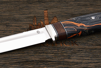 Нож разделочный Геннадия Дедюхина Универсал, клинок 132мм, сталь N690, рукоять микарта черно-оранж.