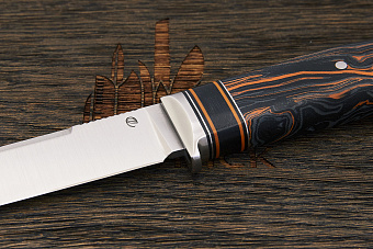 Нож разделочный Геннадия Дедюхина Универсал, клинок 128мм, сталь M390, микарта чёрно-оранжевая