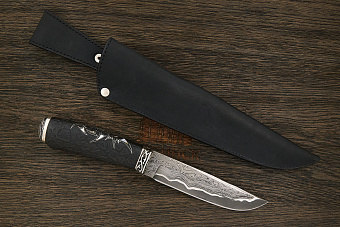 Разделочный нож Игоря Пампуха Модель 007, клинок 135мм, углеродистый булат, рукоять макассар