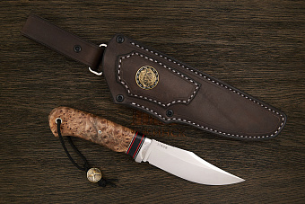 Нож туристический Геннадия Дедюхина Балем, клинок 130мм, сталь M398, рукоять дерево стаб. дерево