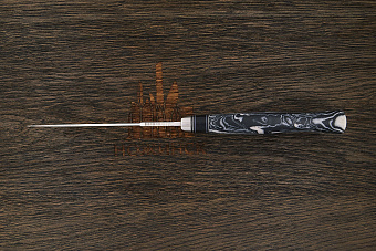 Нож разделочный Геннадия Дедюхина Универсал, клинок 128мм, сталь M390, рукоять микарта чёрно-белая