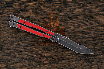 Нож балисонг Mr.Blade MadCap, сталь 8Cr14, рукоять сталь/G10 красный