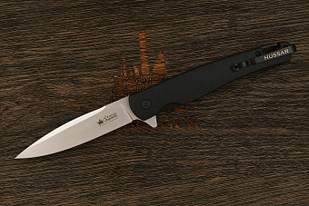 Нож складной Kizlyar Supreme Hussar, клинок 96мм, сталь VG-10, рукоять термопластик черный