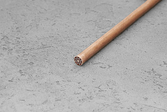 Мозаичный пин "Цветок-II" 6,0x100 мм, контур - медь, центр - сталь, красный