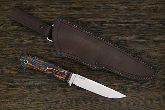 Нож разделочный Геннадия Дедюхина Универсал, клинок 128мм, сталь M390, микарта чёрно-оранжевая