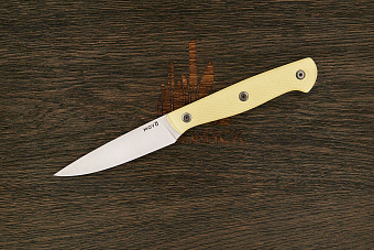 Нож кухонный MOYO Аппарель овощной 100мм, сталь AR-RPM9, рукоять G10-extra слоновая кость