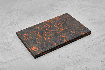 Карбон хаотичный, плашка 130x85x8мм, оранжевый