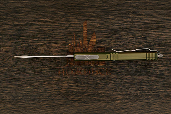 Автоматический складной нож Microtech Ultratech S/E, сталь M390 apocalypt, рукоять алюминий зеленый