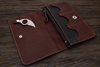 Полноразмерный портмоне 190×115мм с ножом коричневый