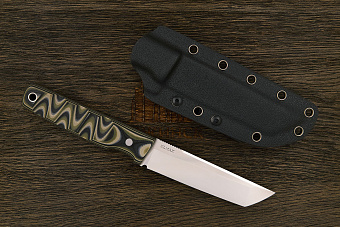 Нож туристический Геннадия Дедюхина Танто, клинок 120мм, сталь Elmax, рукоять микарта камо