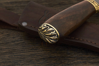 Разделочный нож Игоря Пампуха Модель 007, клинок 145мм, булат легированный, рукоять орех Т1