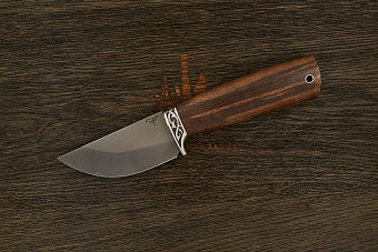 Нож шкуросъёмный (скиннер) Игоря Пампуха Модель 074, клинок 95мм, булат легированный, орех Т2