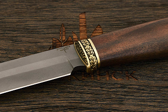 Разделочный нож Игоря Пампуха Модель 007, клинок 145мм, булат легированный, рукоять орех Т1