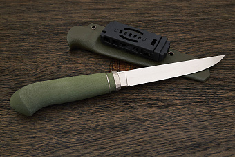 Нож туристический Алексея Артемьева Технофинка, сталь Elmax, рукоять микарта зеленая