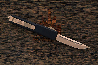 Автоматический складной нож Microtech Ultratech T/E, сталь M390, рукоять алюминий черный/бронза