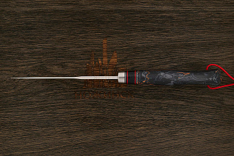 Нож туристический Геннадия Дедюхина Балем, клинок 130мм, сталь M398, рукоять микарта чёрно-оранжевая