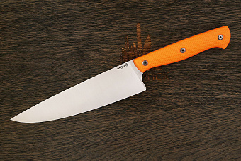 Нож кухонный MOYO Аппарель шеф 195мм, сталь AR-RPM9, рукоять G10-extra оранжевый