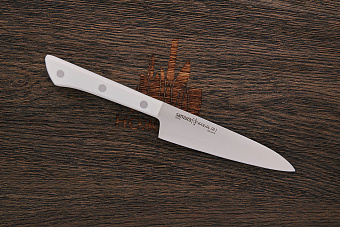 Нож кухонный Samura универсальный 120мм, сталь AUS-8, рукоять пластик белый