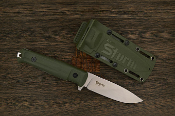 Нож тактический Kizlyar Supreme Sturm, клинок 119мм, сталь AUS-8, рукоять кратон оливковый