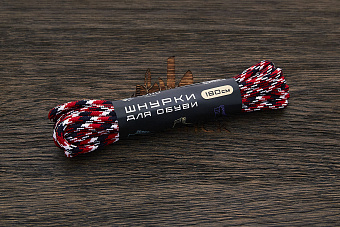 Шнурки для обуви, 180см, красный камуфляж