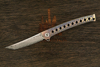Складной нож Dr. Tech Katana Fold Pro, сталь дамаск/VG-10, рукоять титан