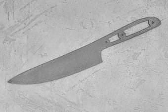 Заготовка для ножа, сталь M390 2,6мм. Модель "Геликон НШ195" с клинком 195мм, ТО 62-63HRC