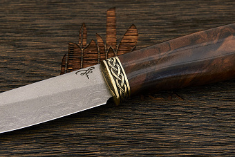 Разделочный нож Игоря Пампуха Модель 073, клинок 100мм, булат легированный, рукоять орех Т2