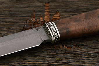 Разделочный нож Игоря Пампуха Модель 007, клинок 145мм, булат нержавеющий, рукоять корень ореха