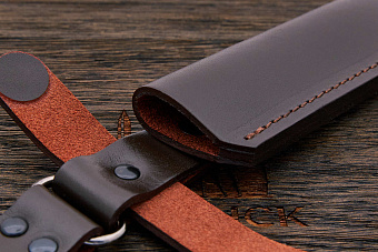 Ножны с фиксирующим хлястиком, для ножей с клинком до 150×35мм, коричневые