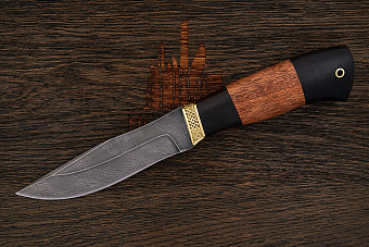 Нож туристический Эльбрус Хищник, клинок 140мм, дамаск