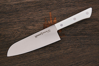 Нож кухонный Samura сантоку 175мм, сталь AUS-8, рукоять пластик белый
