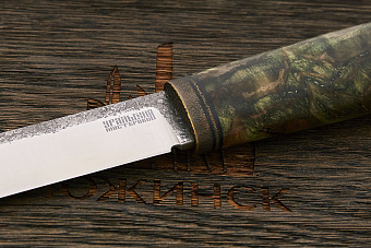 Разделочный нож  Уральский мастеровой Пукко, клинок 130мм, рукоять стаб. дерево зеленый