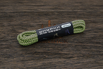 Шнурки для обуви, 120см, зеленые неон/черная сетка