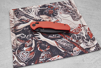 Хэнк EDC платок Ponomarev Forge Гейша с катаной, 23×23см