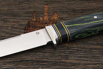 Нож разделочный Геннадия Дедюхина Универсал, клинок 128мм, сталь M390, рукоять микарта чёрно-зелёная