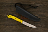 Нож туристический Мастерской Тать Горностай, клинок 105мм, сталь Elmax, рукоять G10 желтый 3D - фото №2