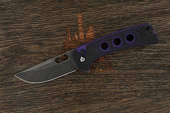 Нож складной QSP Unicorn, клинок 83мм, сталь Sandvik 14C28N, рукоять микарта чёрно-фиолетовая