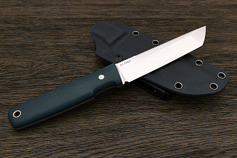 Нож туристический Геннадия Дедюхина Танто, клинок 120мм, сталь Elmax, рукоять микарта зеленая