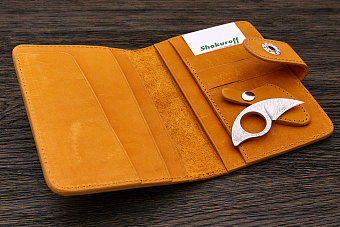 Обложка для паспорта и автодокументов с ножом рыжая