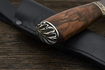 Разделочный нож Игоря Пампуха Модель 007, клинок 145мм, булат легированный, рукоять корень ореха