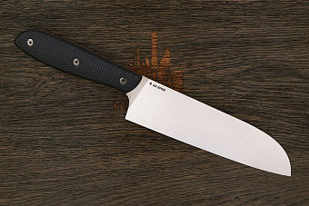 Нож кухонный MOYO Премьер сантоку 180мм, сталь AR-RPM9, рукоять G10-extra черный