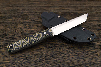 Нож туристический Геннадия Дедюхина Танто, клинок 120мм, сталь Elmax, рукоять микарта камо