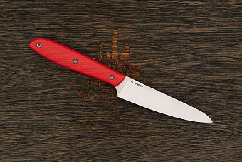 Нож кухонный MOYO Премьер овощной 110мм, сталь AR-RPM9, рукоять G10-extra красный