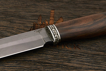Разделочный нож Игоря Пампуха Модель 007, клинок 145мм, булат легированный, рукоять корень ореха