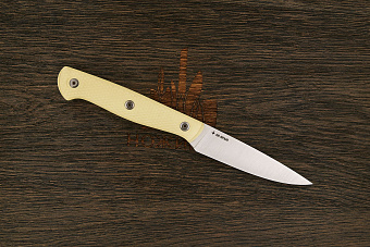 Нож кухонный MOYO Аппарель овощной 100мм, сталь AR-RPM9, рукоять G10-extra слоновая кость