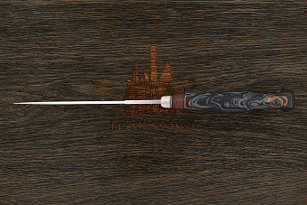 Нож туристический Геннадия Дедюхина Финка, клинок 132мм, сталь N690, рукоять микарта черно-оранжевый