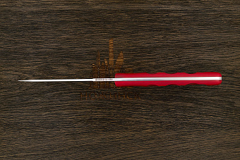 Нож туристический Геннадия Дедюхина Танто, клинок 120мм, сталь Elmax, рукоять микарта красная